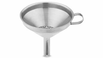 A stainless funnel shape strainer