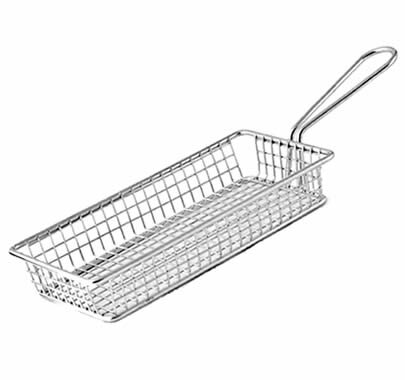 A rectangular shaped fry basket